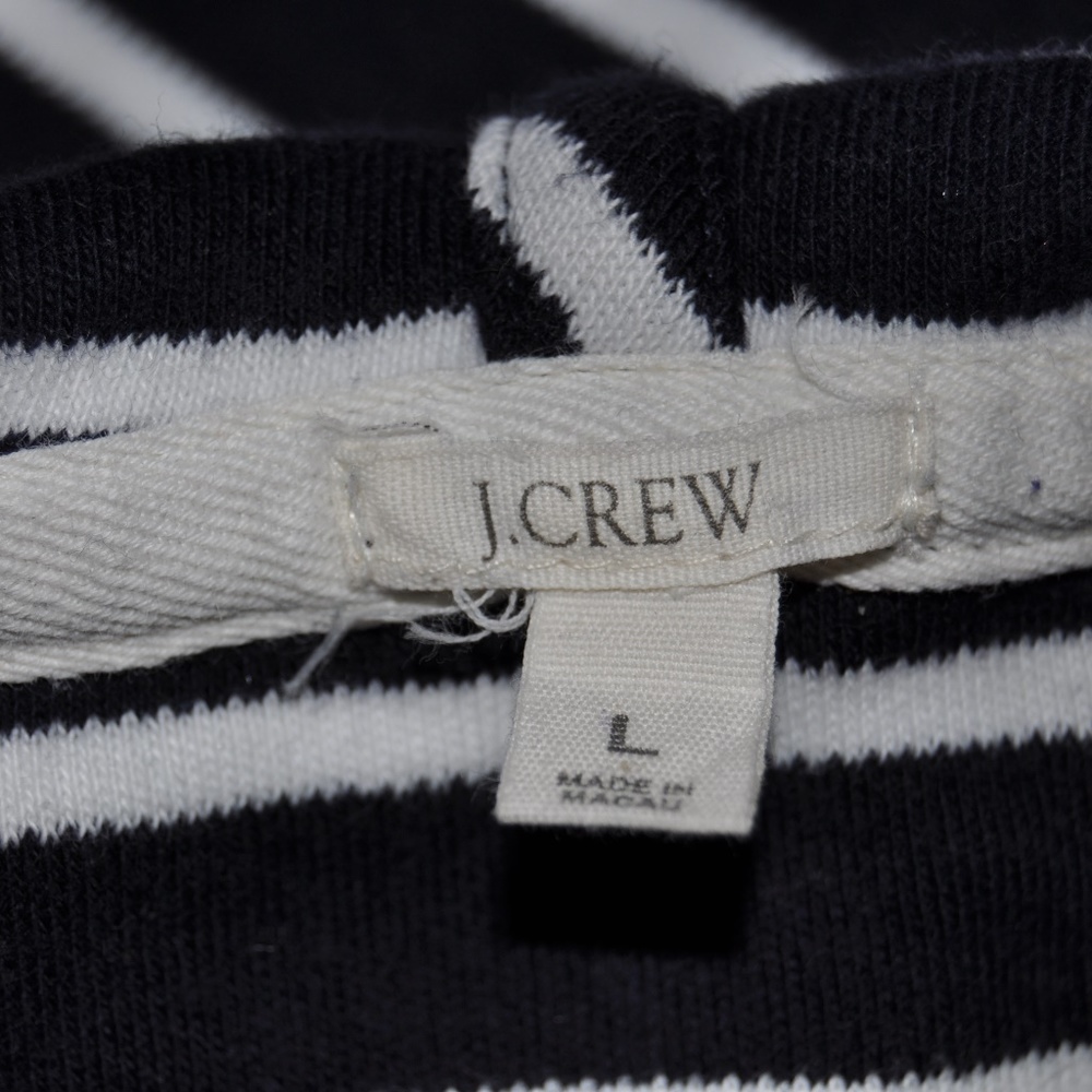 J.CREW Navy Striped 3/4 Sleeve Hooded Jacket [C4] - Picture 5 of 6